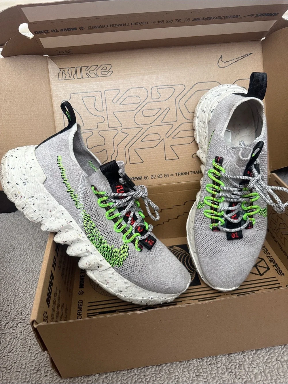 Nike Space Hippie 01 Vast Grey/Electric Green-Black - Men’s Size: 8
